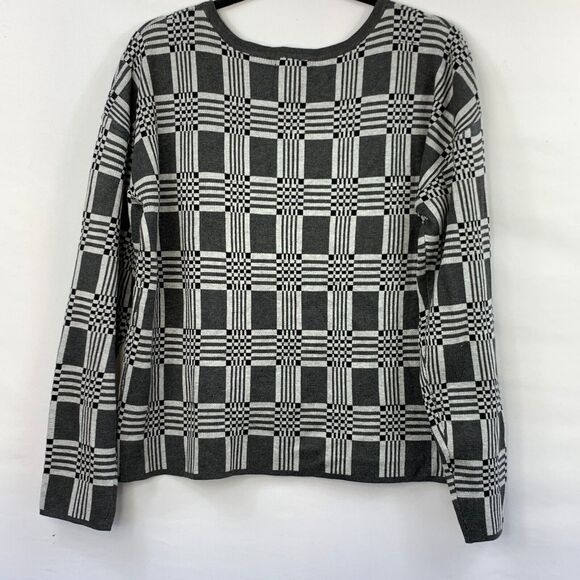 Lety & Me Sweater Women Large Black Striped Crew Neck Long Sleeve Pullover - Picture 4 of 9
